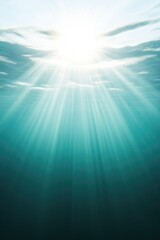 Obraz premium commercial photography for advertising campaign showcasing underwater view of sunlight filtering through shallow turquoise