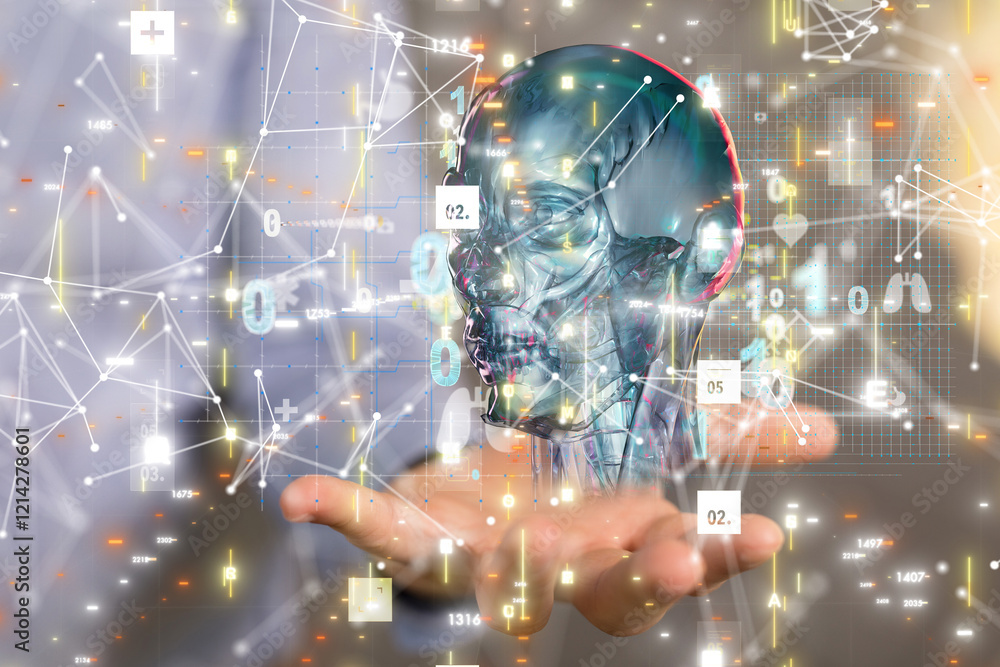 Poster digital medical futuristic interface 3d rendering