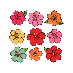 Obraz premium Flower and Leaves Floral Collection Element Clipart Vector Design Illustration