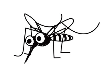手描き風の蚊のベクターイラスト　背景透過　白黒