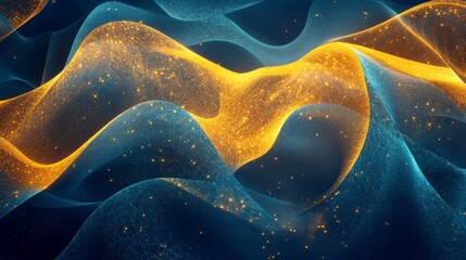 Obraz premium Abstract Blue and Gold Glitter Waves Background