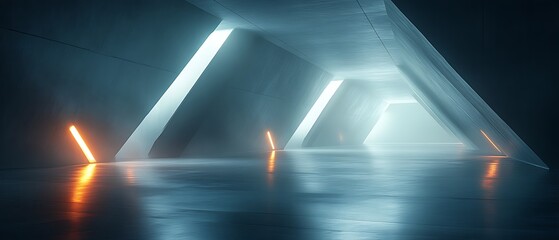 Futuristic glowing corridor.