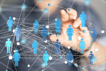 abstract lines with dots over dark background.