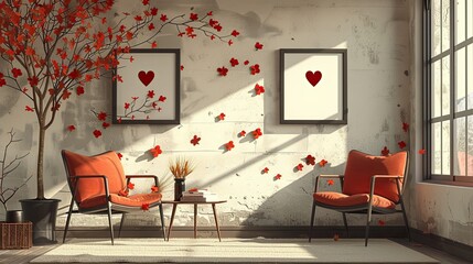 A widower finds love again through memories in this heartfelt flat design illustration