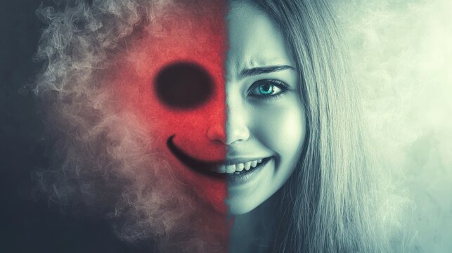 A visual concept of jealousy with contrasting images of happiness and sadness.