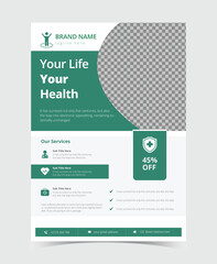 Creative and clean medical flyer design template, Healthcare business flyer Template, Medical and healthcare modern flyer template. health doctor flyer design.