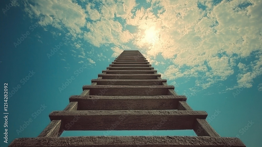 Poster a visual of a ladder symbolizing success, with each rung labeled with different goals achieved.