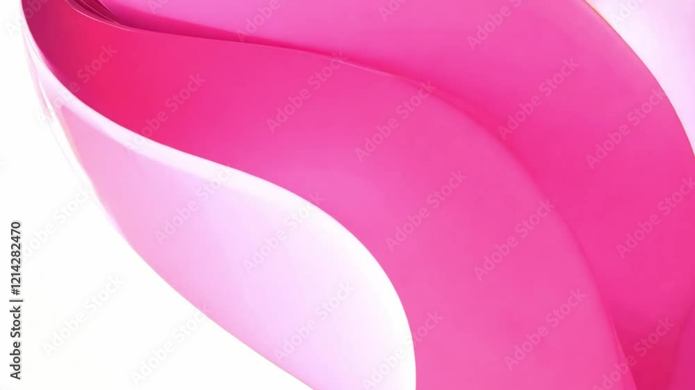 Poster A vibrant pink swirl glides gracefully across a white background, creating a smooth and glossy abstract pattern that captivates viewers with its fluidity and depth.