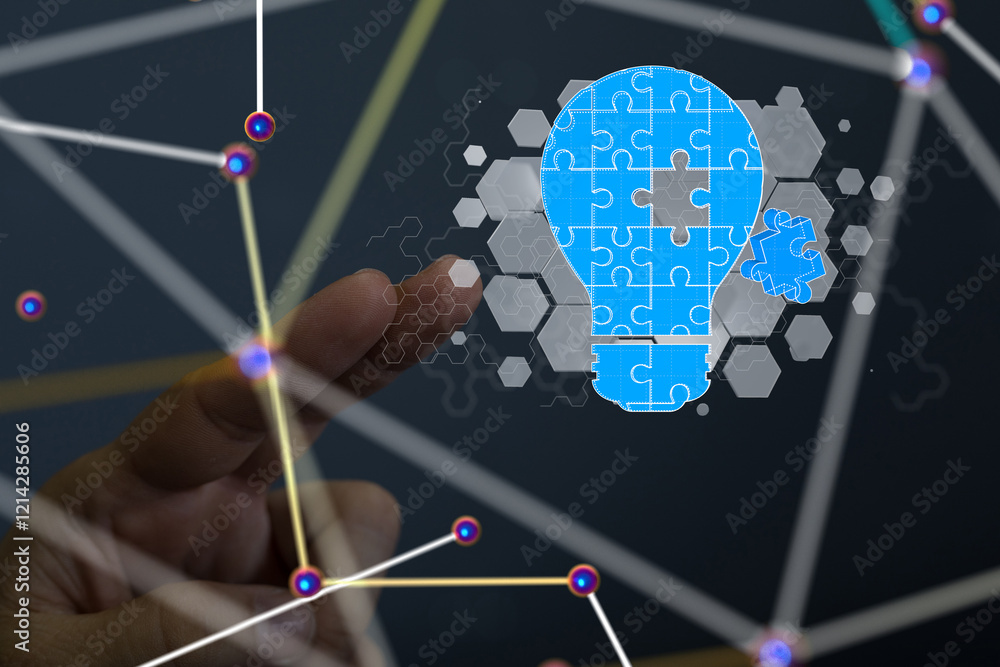 Poster neural network 3d illustration. big data and cybersecurity