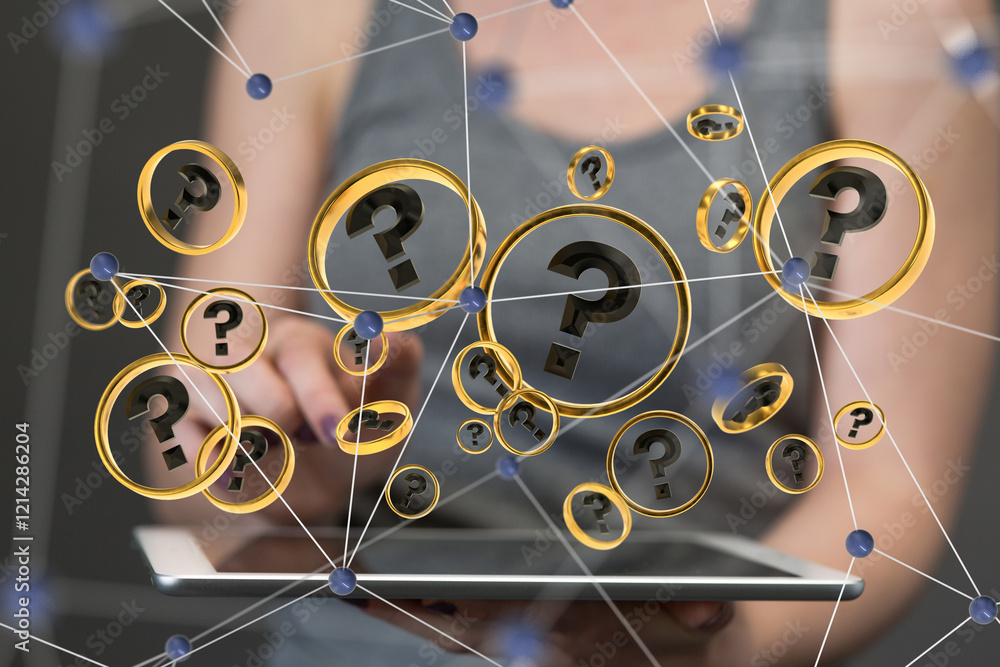 Aufkleber 3d question marks background concept.