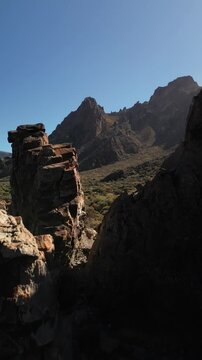Vertical drone shot Aerial shot of Mount Teide volcano in Tenerife, Canaries, Spain
