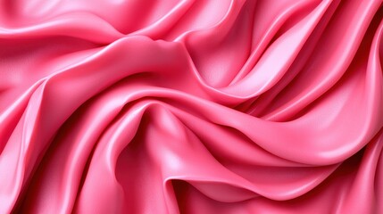Fototapeta premium Draped Pink Silk Fabric Texture Soft Pink Satin Background Elegant Textile Luxurious Smooth Waves