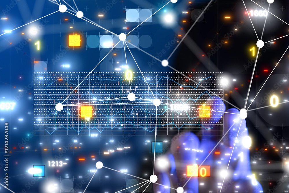 Poster diagram futuristic wave, futuristic data stream - 3d