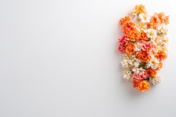 top down view of vibrant floral bouquet arranged in symmetrical pattern with thematic colors representing international