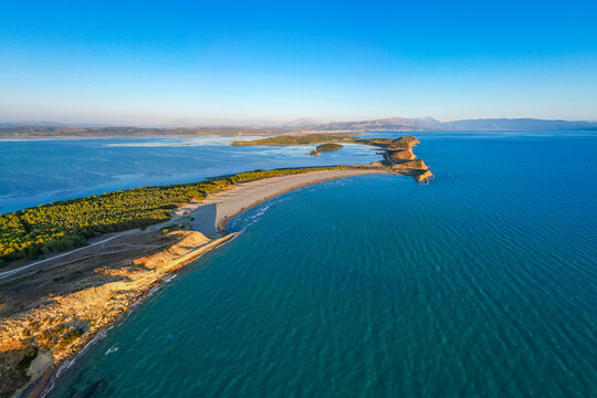 Panoramic view of Zvernec beach or Dalan beach near Vlore