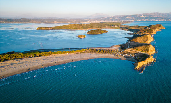 Panoramic view of Zvernec beach or Dalan beach near Vlore