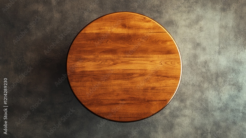 Aufkleber top-down view of a simple wooden table with a subtle varnish finish