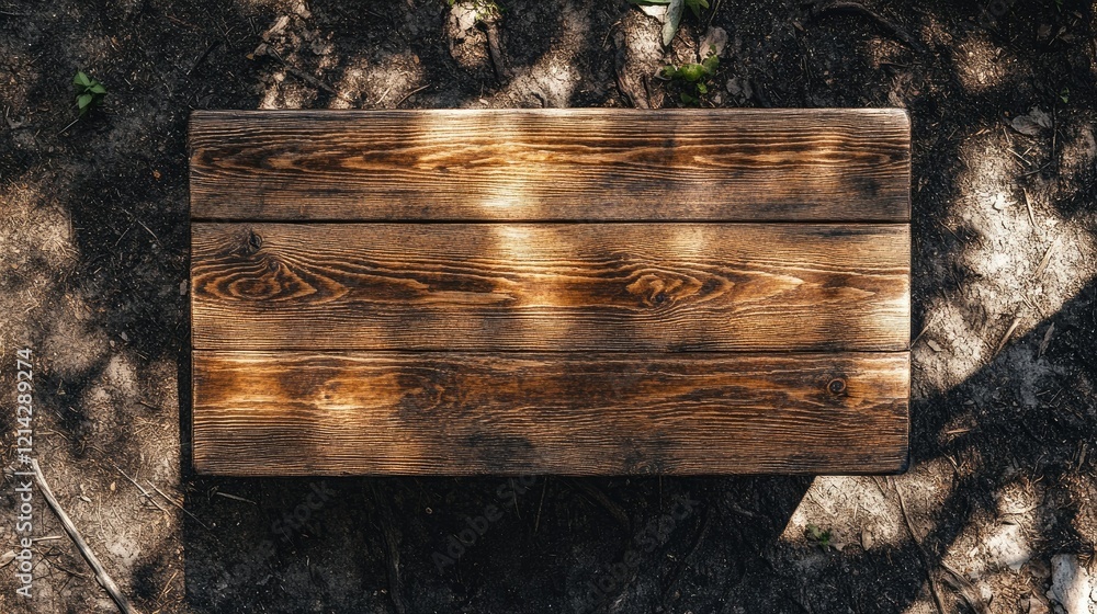 Aufkleber top-down view of a simple wooden table with a subtle varnish finish