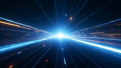A mesmerizing futuristic scene with glowing blue light and vibrant streaks symbolizing speed, energy, and sci-fi exploration.