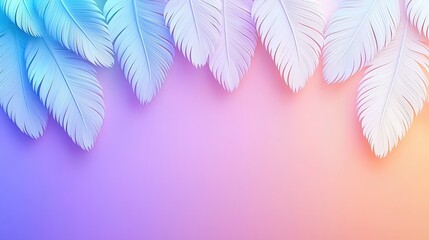 Pastel Tropical Leaves Border Elegant Summer Background Soft Color Gradient Minimalist Design