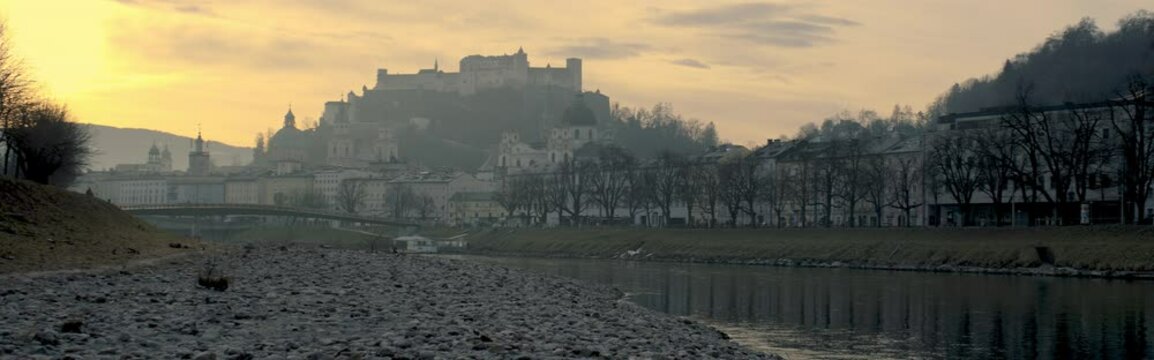 Salzburg city at sunrise in autumn