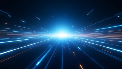 A mesmerizing futuristic scene with glowing blue light and vibrant streaks symbolizing speed, energy, and sci-fi exploration.