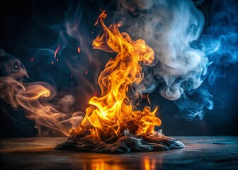 Fiery Studio Shot: Abstract Flame and Smoke Landscape