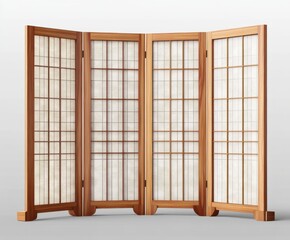 Elegant wooden room divider showcasing a modern design with translucent panels in a minimalistic home setting