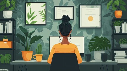 Fototapeta premium An online freelancer accidentally sends a love letter instead of an invoice in this humorous flat design illustration