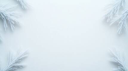 Obraz premium top down view of icy crystal structures in frosty blues and whites forming symmetrical patterns on clean white background