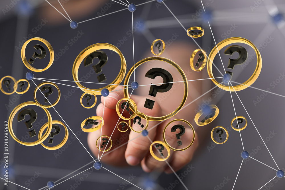 Poster colored question marks background concept. 3D Rendering.