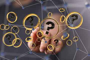 colored question marks background concept. 3D Rendering.