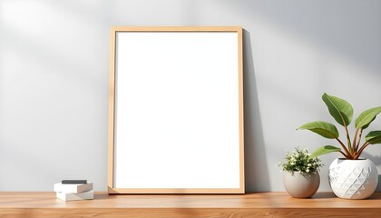 Mockup Poster wall Frame, Photo in Living Room Design, blank art canvas background interior