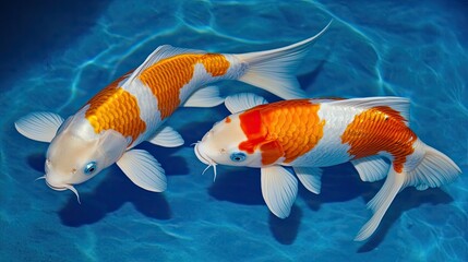 Pair of koi fish swimming in harmony with a soft gradient background