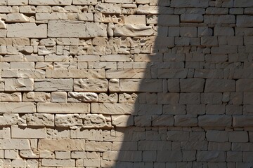 White rough plastered stone wall with shadows in the sunlight as a background Generative AI