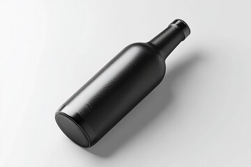 Fototapeta premium Sleek Black Bottle Mockup with Carbon Fiber Design