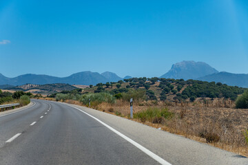 Summer in national park la Sierra de Grazalema, Andalusian white villages touristic route in Spain