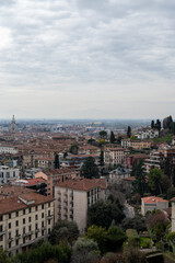 Fototapeta premium Historical part of Bergamo city, view from Bergamo Alta with narrow streets, tourists destination