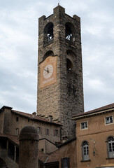 Historical part of Bergamo city, Bergamo Alta with narrow streets, tourists destination