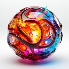 A glowing crystal sphere with blue and gold accents on a black background