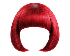 vibrant red bob wig with blunt bangs, perfect for bold look. This stylish accessory adds fun touch to any outfit, making it ideal for parties or costume events