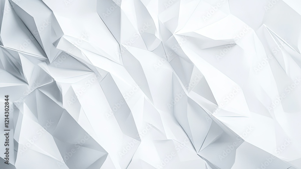 Poster abstract background of white crumpled paper with subtle creases and soft lighting, ideal for minimal
