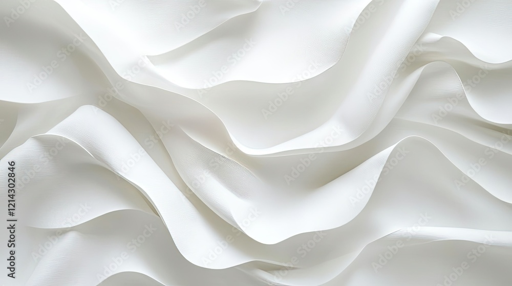 Poster abstract background of white crumpled paper with subtle creases and soft lighting, ideal for minimal