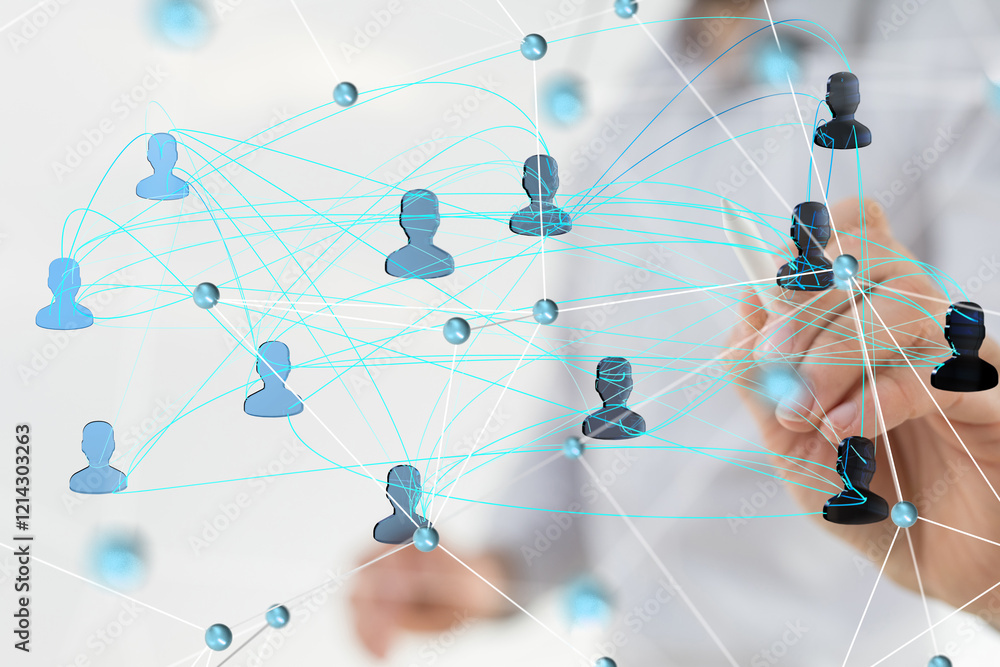 Leinwandbilder global network. blockchain. 3d illustration. neural networks and artificial intelligence. abstract