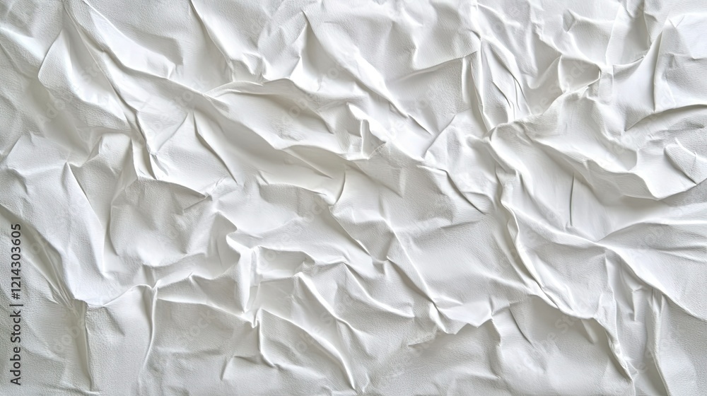 Aufkleber blank white paper texture with visible creases and crumpled patterns, offering a unique abstract bac
