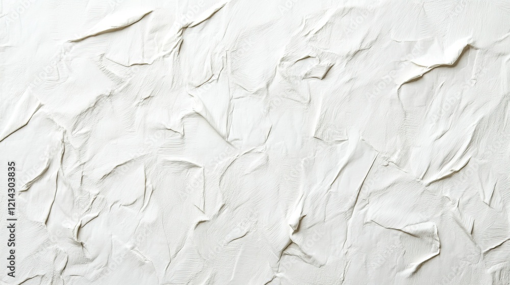 Aufkleber blank white paper texture with visible creases and crumpled patterns, offering a unique abstract bac