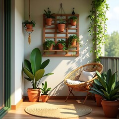 Fototapeta premium Elevated Balcony Garden: A Serene Escape in the City