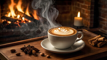 cup of coffee with cinnamon