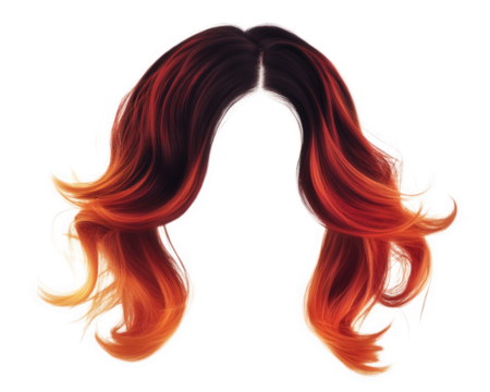 Ombre shoulder length wig with vibrant red and orange tones, perfect for stylish looks. This hairpiece adds bold touch to any outfit, enhancing your overall appearance