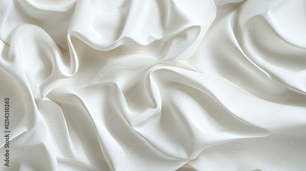 Aufkleber close-up of blank white crumpled and creased paper texture, creating an abstract background with sof